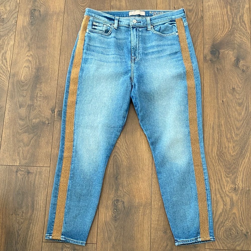 7 For All Mankind Shimmer Stripe Skinny Ankle Jeans In Luxe Vintage Muse 31